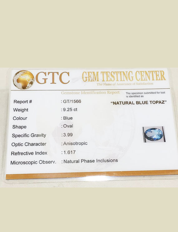 10.27 Ratti (9.25 ct) Natural Blue Topaz